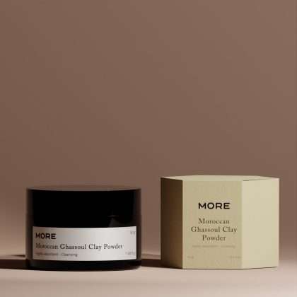 Maroccan Ghassoul Clay Powder by More. Soothe inflamed acne-prone skin.